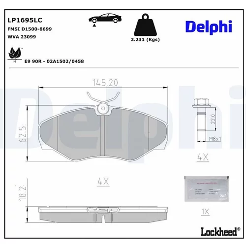 Sada brzdových platničiek kotúčovej brzdy DELPHI LP1695LC