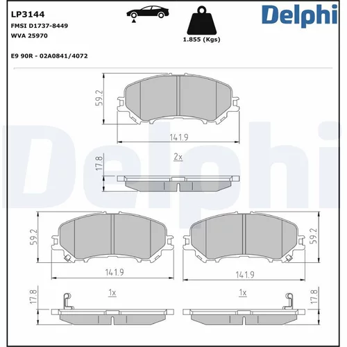Sada brzdových platničiek kotúčovej brzdy LP3144 /DELPHI/ - obr. 1