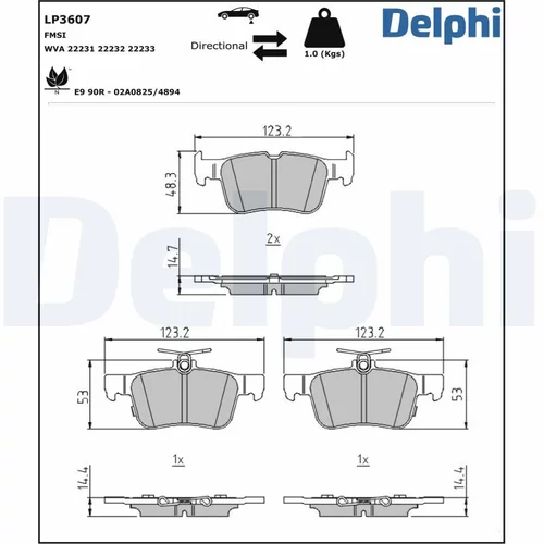 Sada brzdových platničiek kotúčovej brzdy LP3607 /DELPHI/ - obr. 1