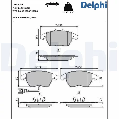 Sada brzdových platničiek kotúčovej brzdy LP3694 /DELPHI/ - obr. 1