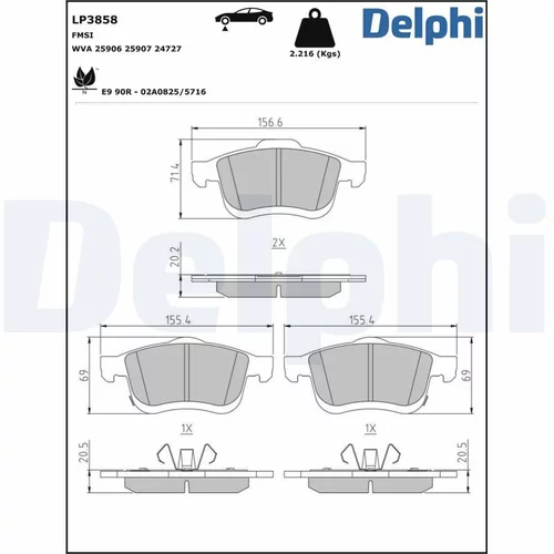 Sada brzdových platničiek kotúčovej brzdy LP3858 /DELPHI/ - obr. 1