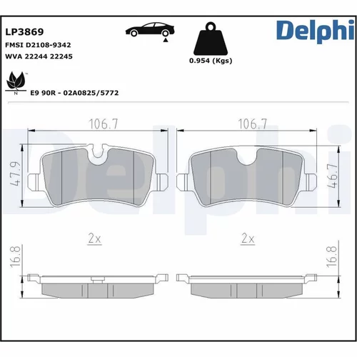 Sada brzdových platničiek kotúčovej brzdy DELPHI LP3869