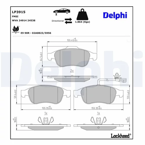 Sada brzdových platničiek kotúčovej brzdy LP3915 /DELPHI/