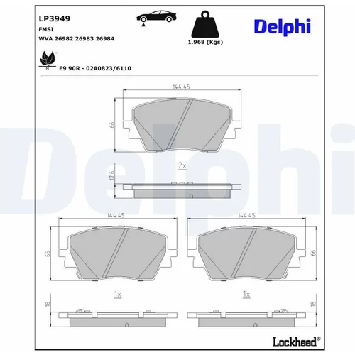 Sada brzdových platničiek kotúčovej brzdy DELPHI LP3949