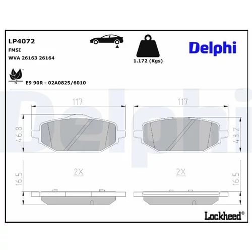 Sada brzdových platničiek kotúčovej brzdy DELPHI LP4072