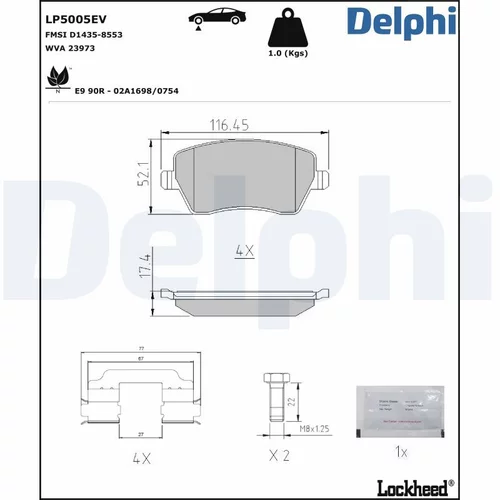 Sada brzdových platničiek kotúčovej brzdy LP5005EV /DELPHI/ - obr. 1