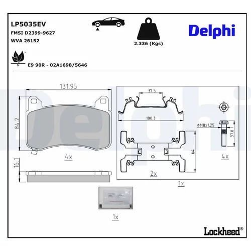 Sada brzdových platničiek kotúčovej brzdy DELPHI LP5035EV
