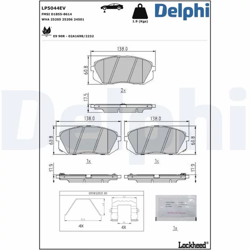 Sada brzdových platničiek kotúčovej brzdy LP5044EV /DELPHI/ - obr. 1
