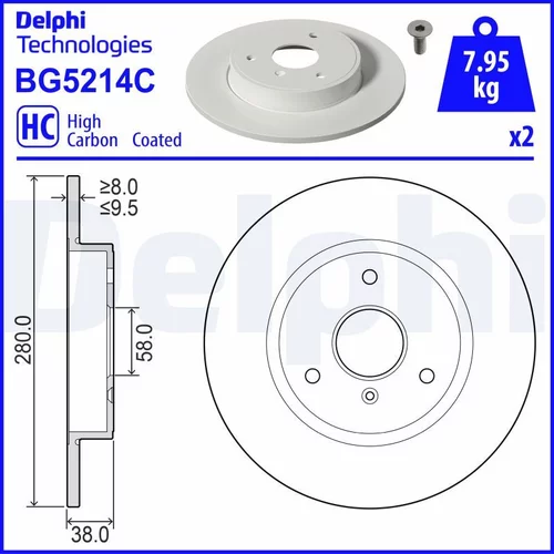 Brzdový kotúč DELPHI BG5214C