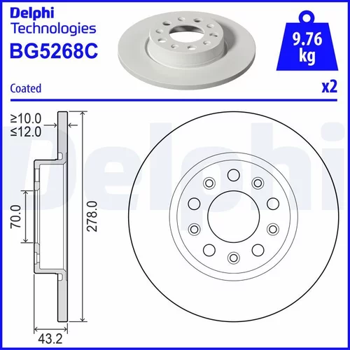 Brzdový kotúč DELPHI BG5268C