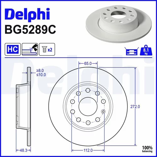 Brzdový kotúč DELPHI BG5289C