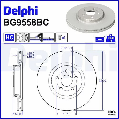 Brzdový kotúč DELPHI BG9558BC