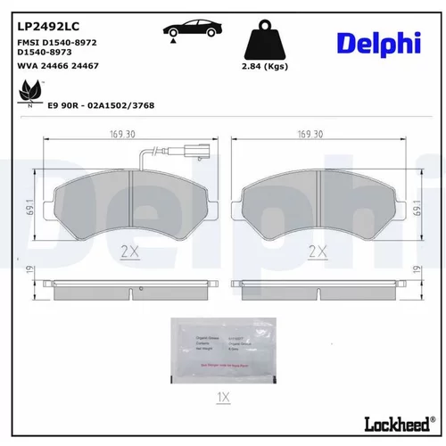 Sada brzdových platničiek kotúčovej brzdy DELPHI LP2492LC
