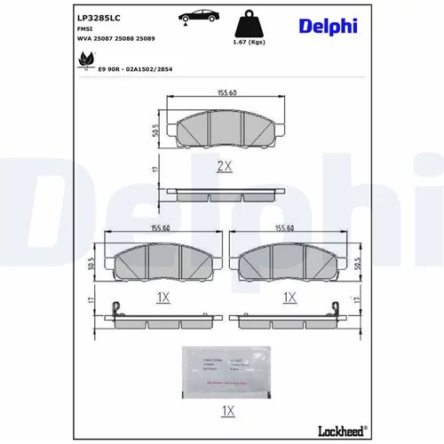 Sada brzdových platničiek kotúčovej brzdy DELPHI LP3285LC