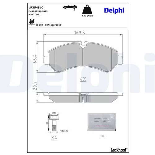 Sada brzdových platničiek kotúčovej brzdy DELPHI LP3548LC