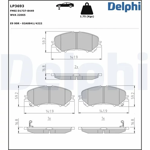 Sada brzdových platničiek kotúčovej brzdy LP3693 /DELPHI/ - obr. 1