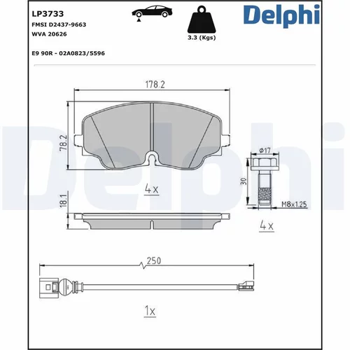 Sada brzdových platničiek kotúčovej brzdy LP3733 /DELPHI/ - obr. 1