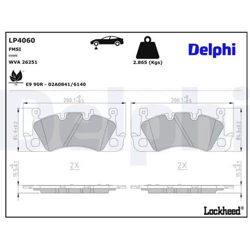 Sada brzdových platničiek kotúčovej brzdy DELPHI LP4060
