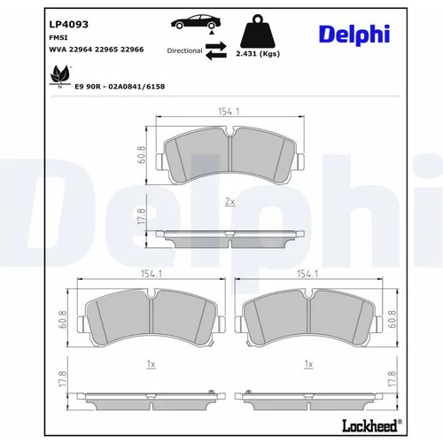 Sada brzdových platničiek kotúčovej brzdy DELPHI LP4093