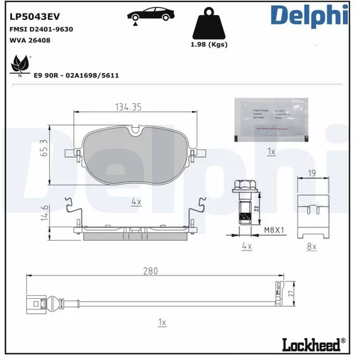 Sada brzdových platničiek kotúčovej brzdy LP5043EV /DELPHI/
