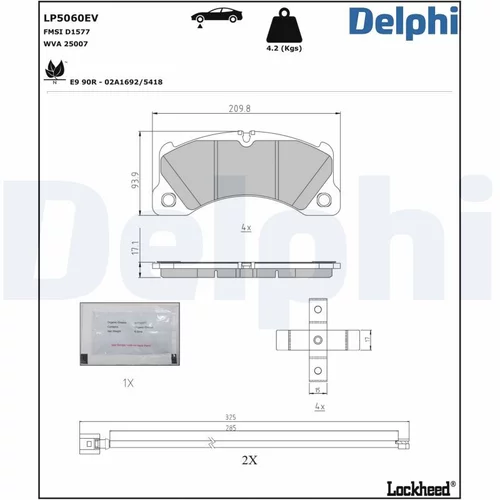 Sada brzdových platničiek kotúčovej brzdy LP5060EV /DELPHI/ - obr. 1