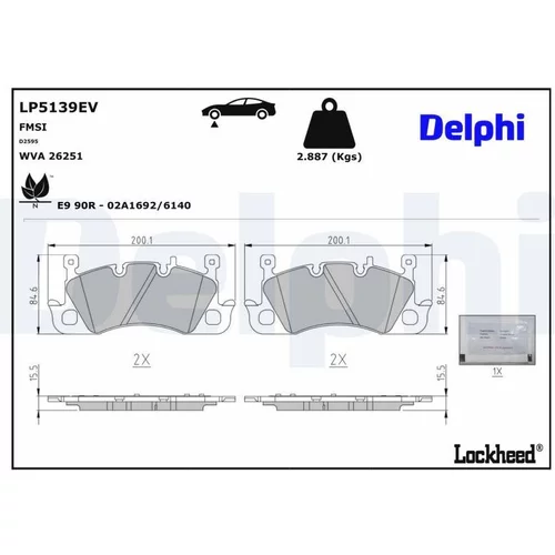 Sada brzdových platničiek kotúčovej brzdy DELPHI LP5139EV