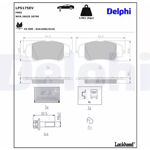 Sada brzdových platničiek kotúčovej brzdy DELPHI LP5175EV