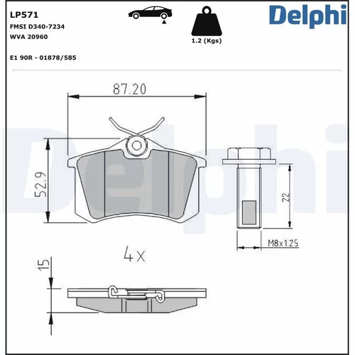 Sada brzdových platničiek kotúčovej brzdy LP571 /DELPHI/ - obr. 1