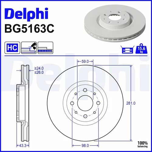 Brzdový kotúč DELPHI BG5163C
