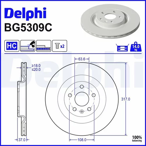 Brzdový kotúč DELPHI BG5309C