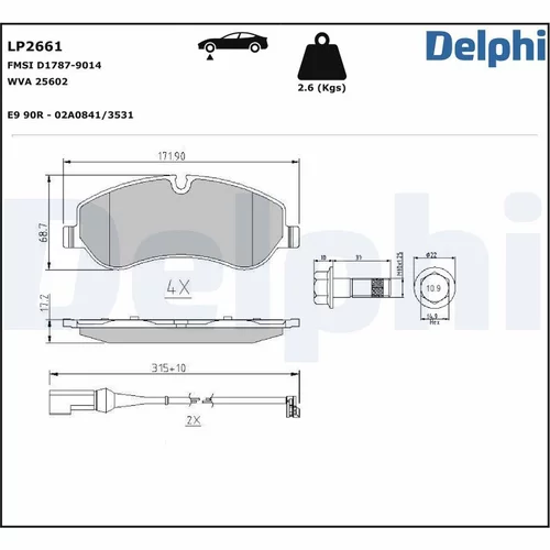 Sada brzdových platničiek kotúčovej brzdy LP2661 /DELPHI/ - obr. 1
