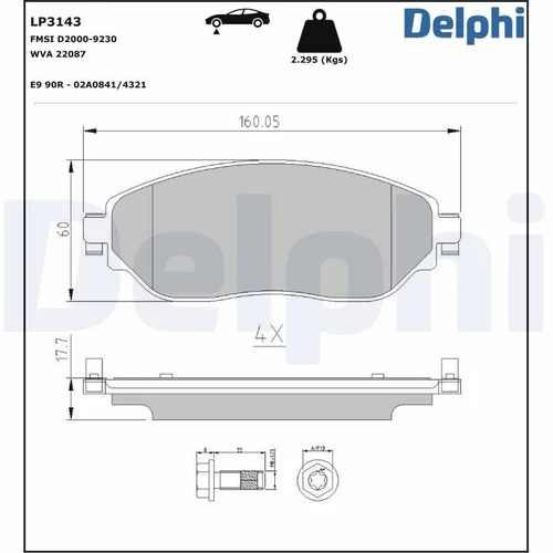 Sada brzdových platničiek kotúčovej brzdy LP3143 /DELPHI/ - obr. 1