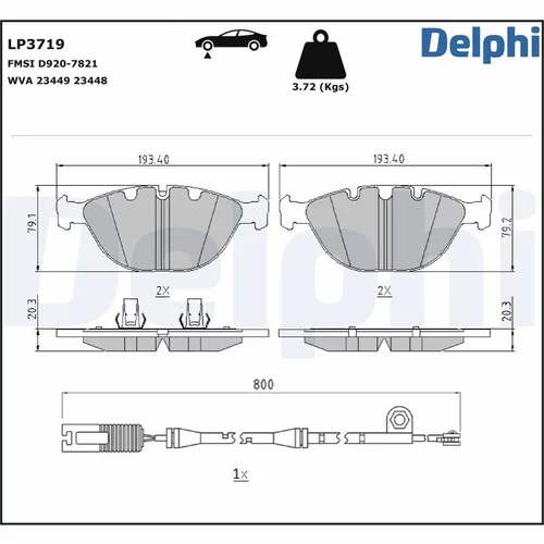 Sada brzdových platničiek kotúčovej brzdy DELPHI LP3719