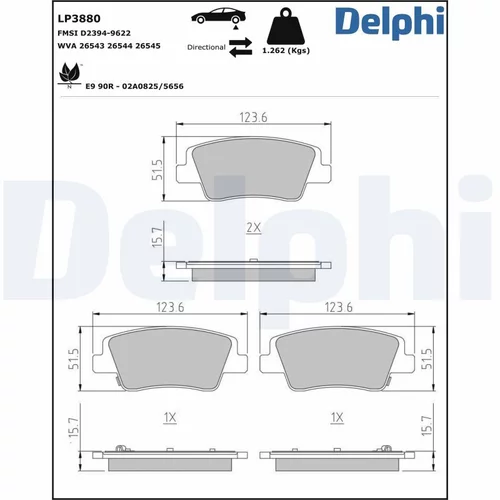 Sada brzdových platničiek kotúčovej brzdy LP3880 /DELPHI/ - obr. 1