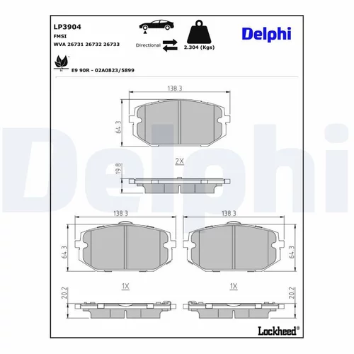 Sada brzdových platničiek kotúčovej brzdy DELPHI LP3904
