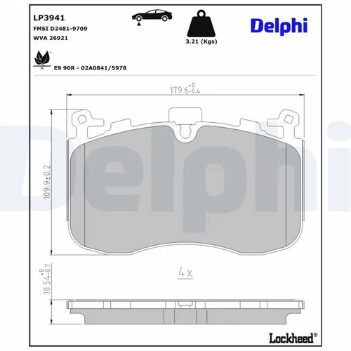 Sada brzdových platničiek kotúčovej brzdy LP3941 /DELPHI/ - obr. 2
