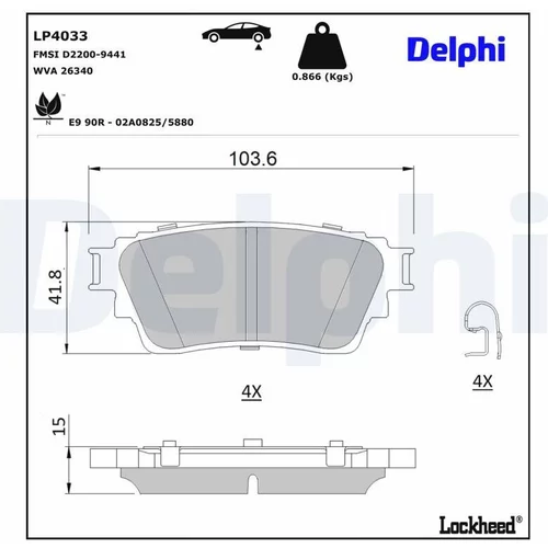 Sada brzdových platničiek kotúčovej brzdy DELPHI LP4033