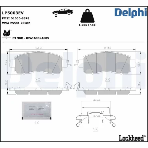 Sada brzdových platničiek kotúčovej brzdy LP5003EV /DELPHI/ - obr. 1