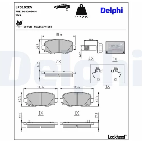 Sada brzdových platničiek kotúčovej brzdy DELPHI LP5102EV