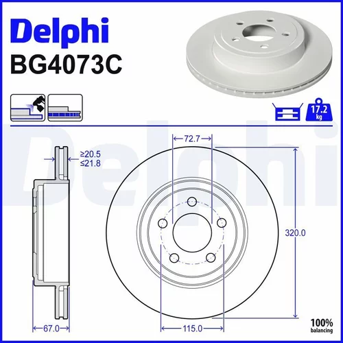 Brzdový kotúč DELPHI BG4073C