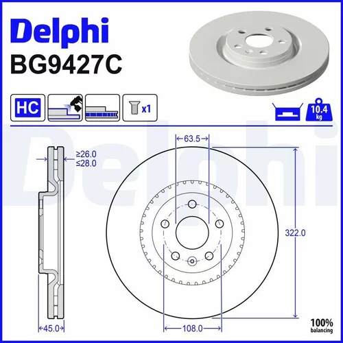 Brzdový kotúč DELPHI BG9427C