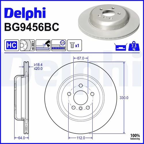 Brzdový kotúč DELPHI BG9456BC