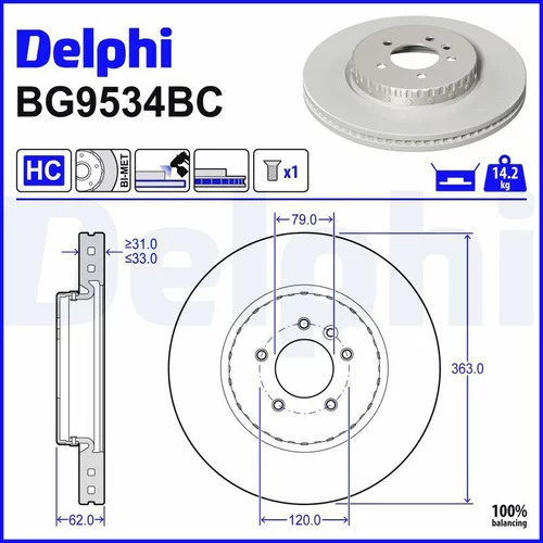 Brzdový kotúč DELPHI BG9534BC