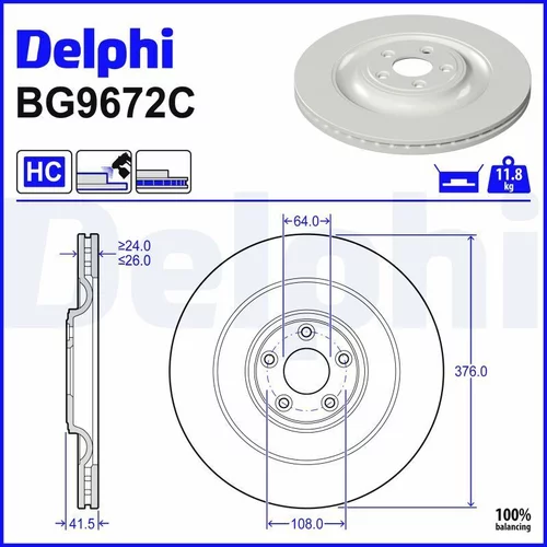 Brzdový kotúč DELPHI BG9672C