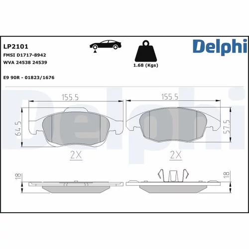 Sada brzdových platničiek kotúčovej brzdy LP2101 /DELPHI/ - obr. 1