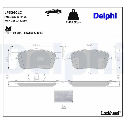 Sada brzdových platničiek kotúčovej brzdy DELPHI LP3260LC