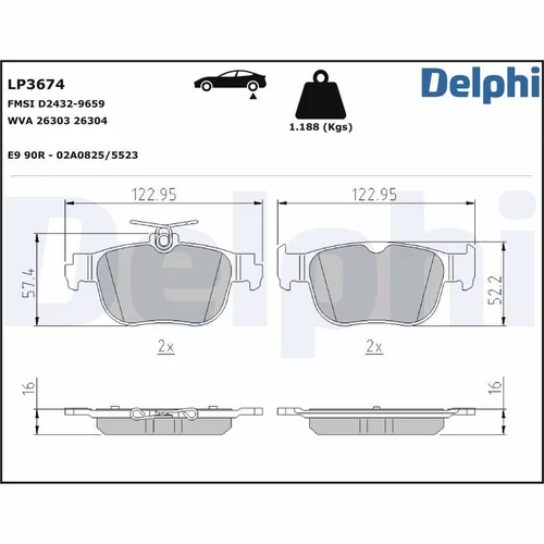 Sada brzdových platničiek kotúčovej brzdy LP3674 /DELPHI/ - obr. 1
