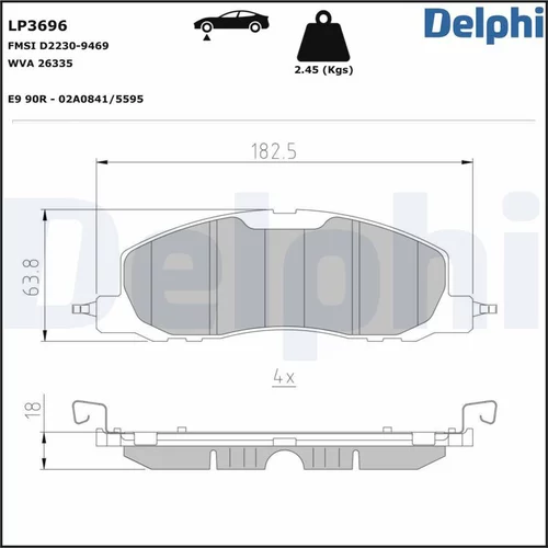 Sada brzdových platničiek kotúčovej brzdy LP3696 /DELPHI/ - obr. 1