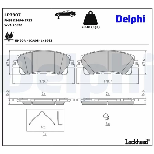 Sada brzdových platničiek kotúčovej brzdy LP3907 /DELPHI/ - obr. 2