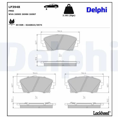Sada brzdových platničiek kotúčovej brzdy LP3948 /DELPHI/ - obr. 2